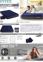 Intex Dura-Beam Standard Classic Downy Air Bed - 1.52m x 2.03m, Quick Inflation, Portable Guest Bed