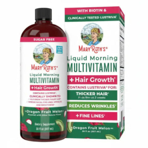 Mary Ruth's Liquid Morning Multivitamin bottle and box on a white background
