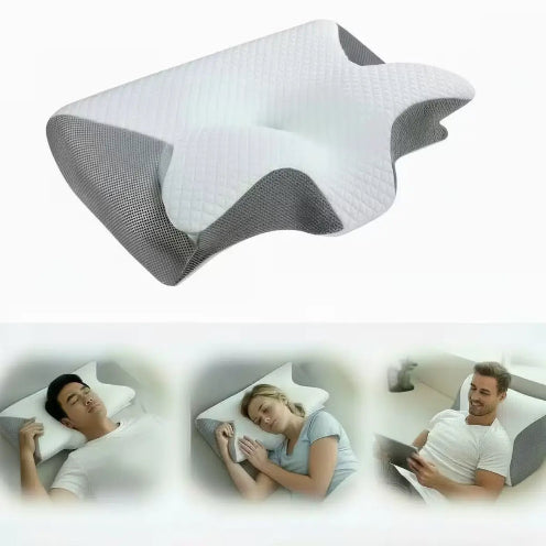 Ergonomic pillow with people using it for comfort