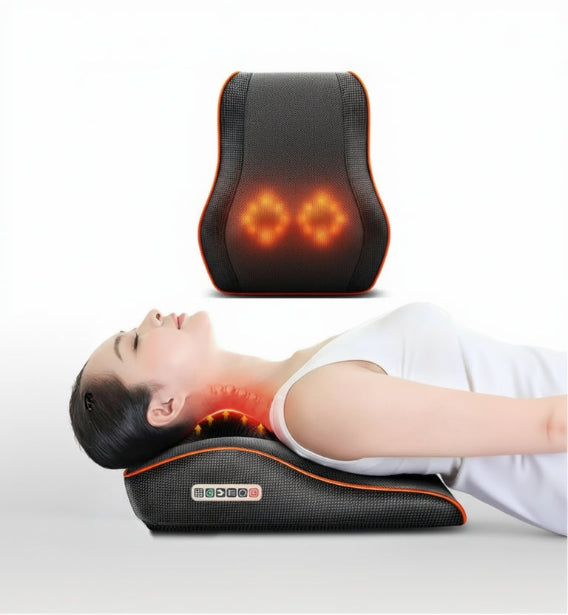 Massage pillow with glowing lights on a white background