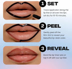 Step-by-step guide on applying lip liner with text instructions.