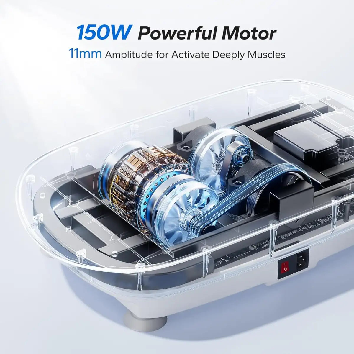 150W powerful motor device with clear casing on a light gray background