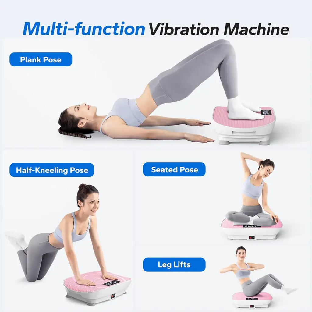 Multi-function vibration machine with various poses on a white background
